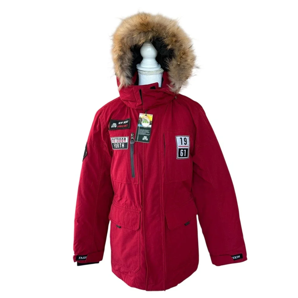 TAPOO Mens Thick Down Coats Fur Windproof Winter Down Parka Jacket Outerwear L‎